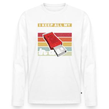 I keep all my Dad Jokes in a Dad-a-Base Vatertag - Männer Premium Bio Langarmshirt - Weiß - Vorne - Nico (187cm)