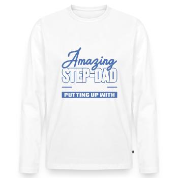 Step-Dad thanks for Putting up with Mom Vatertag - Männer Premium Bio Langarmshirt - Weiß - Vorne - Nico (187cm)