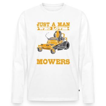 Just a Man who Loves Lawn Mowers Lawn Care - Men's Premium Organic Long Sleeve Shirt - white - Front - Nico (187cm)