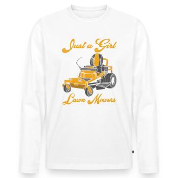 Just a Girl Who Loves Lawn Mowers Lawn Care - Men's Premium Organic Long Sleeve Shirt - white - Front - Nico (187cm)