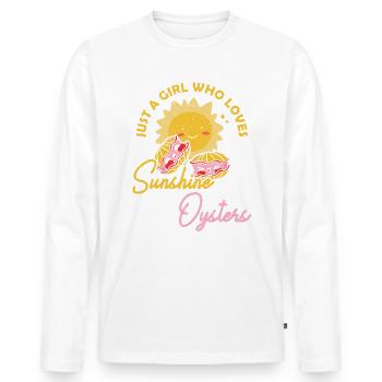 Just a Girl who Loves Sunshine and Oysters Austern - Men's Premium Organic Long Sleeve Shirt - white - Front - Nico (187cm)