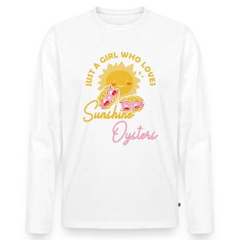 Just a Girl who Loves Sunshine and Oysters Austern - Men's Premium Organic Long Sleeve Shirt - white - Front - Nico (187cm)