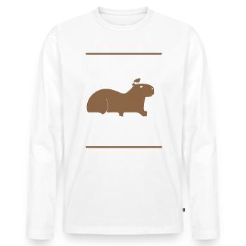 Capybara Wasserschwein - Männer Premium Bio Langarmshirt - Weiß - Vorne - Nico (187cm)