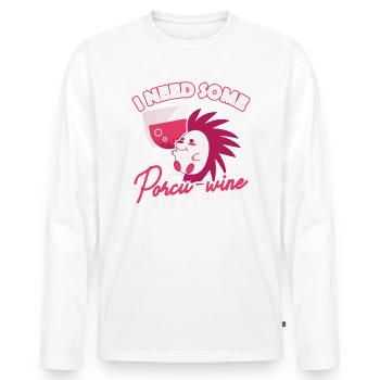 Nagetier I need some Porcu-Wine Stachelschwein - Männer Premium Bio Langarmshirt - Weiß - Vorne - Nico (187cm)
