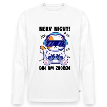 Gamer Lustiger Spruch - Männer Premium Bio Langarmshirt - Weiß - Vorne - Nico (187cm)