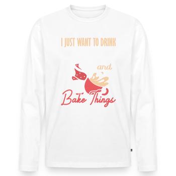 Je veux juste boire du café et cuire des choses backen - T-shirt manches longues Premium bio Homme - blanc - Devant - Nico (187cm)