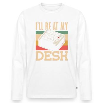Ill be at My Desk Ingénieur du son - T-shirt manches longues Premium bio Homme - blanc - Devant - Nico (187cm)
