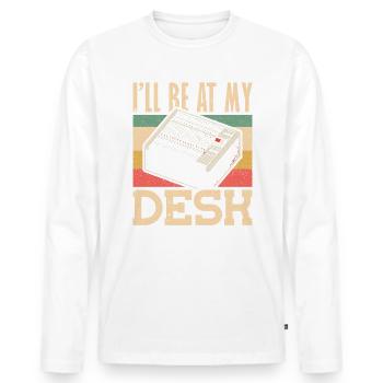 Ill be at My Desk Ingénieur du son - T-shirt manches longues Premium bio Homme - blanc - Devant - Nico (187cm)