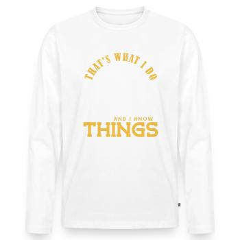 Diskus I do I throw and I know things Diskuswerfer - Männer Premium Bio Langarmshirt - Weiß - Vorne - Nico (187cm)