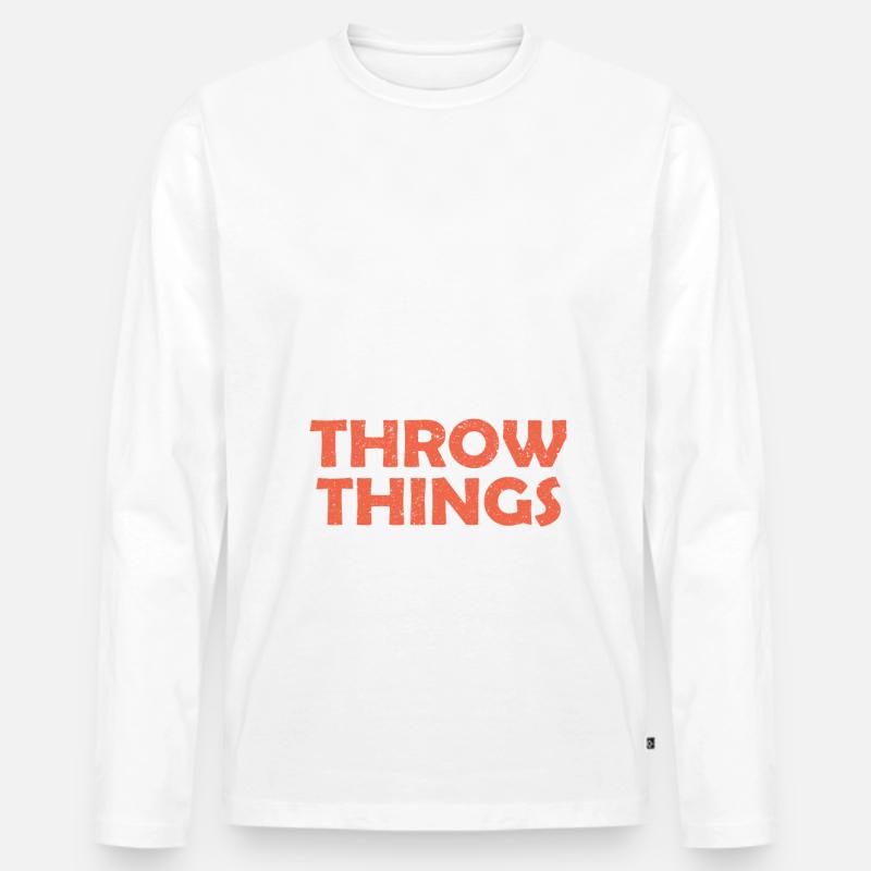 Diskus I Like To Throw Things Diskuswerfer - Männer Premium Bio Langarmshirt - Weiß