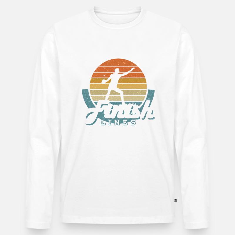 Diskus Throwers Have No Finish Lines Diskuswerfer - Männer Premium Bio Langarmshirt - Weiß