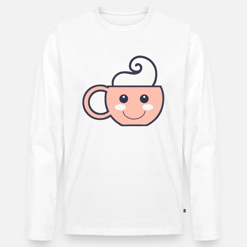 Tasse Kakao - Männer Premium Bio Langarmshirt - Weiß
