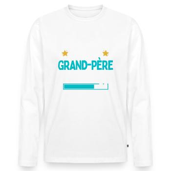 Je peux pas j'vais être Grand-père 2024 Futur Papy - T-shirt manches longues Premium bio Homme - blanc - Devant - Nico (187cm)