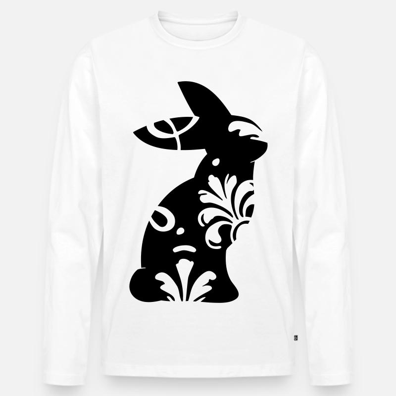 Hasen Silhouette mit Ornamenten - Männer Premium Bio Langarmshirt - Weiß