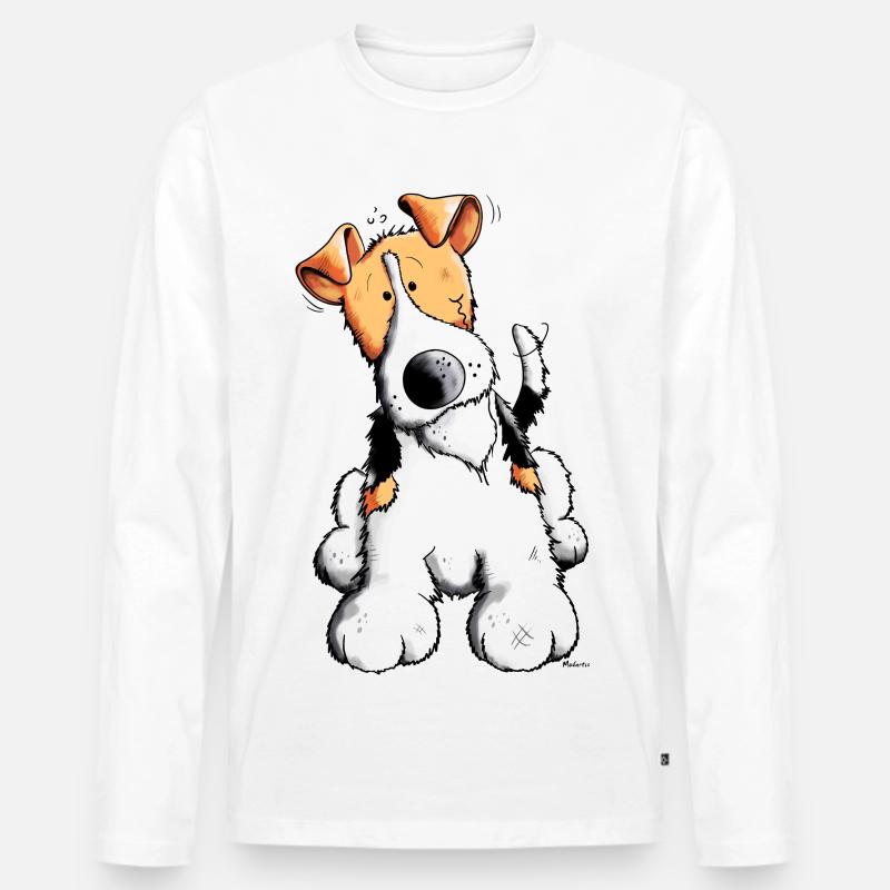 Foxy der Foxterrier - Männer Premium Bio Langarmshirt - Weiß