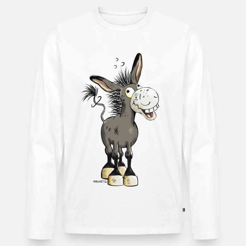 Witziger Esel - Männer Premium Bio Langarmshirt - Weiß