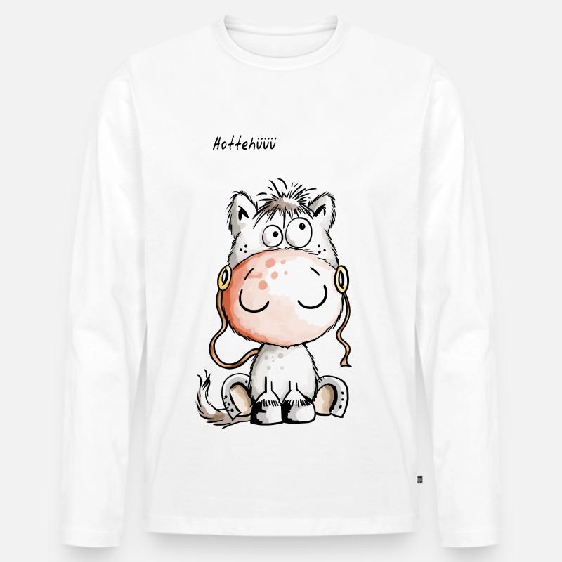 Knuffiges Hottehüüü Pferdchen - Pferd - Comic - Männer Premium Bio Langarmshirt - Weiß