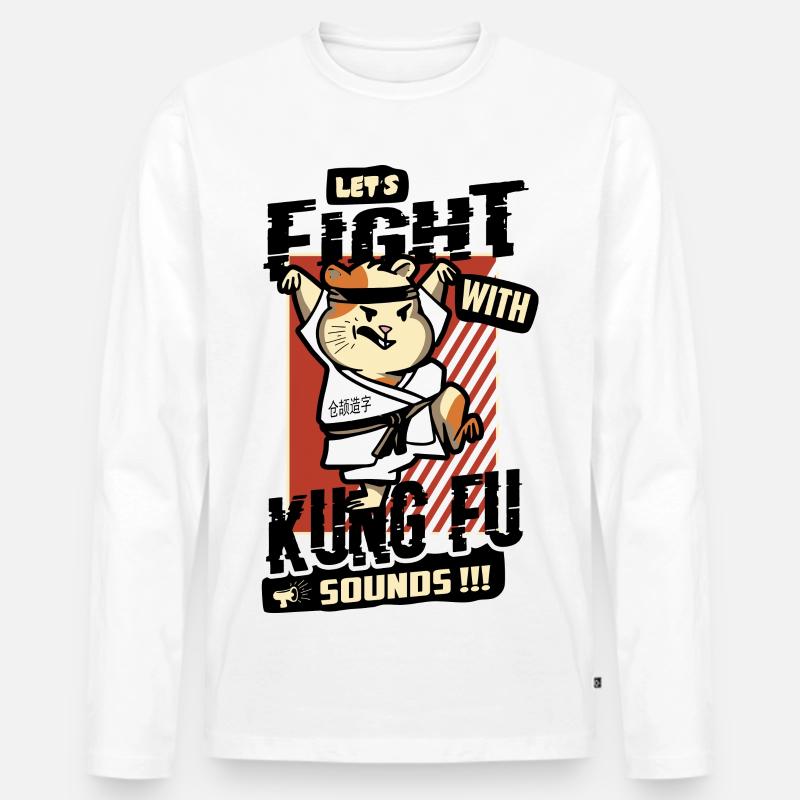Kung Fu Hamster - Männer Premium Bio Langarmshirt - Weiß