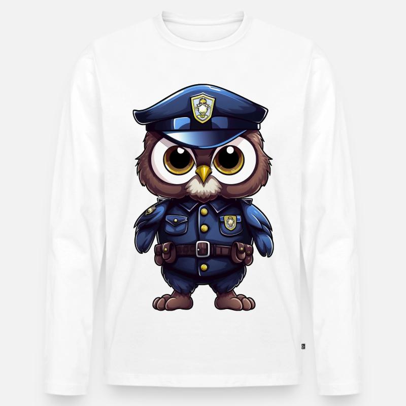 Polizei Eule - Männer Premium Bio Langarmshirt - Weiß