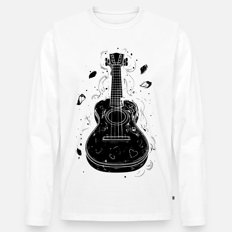 Ukulele Skizze - Männer Premium Bio Langarmshirt - Weiß
