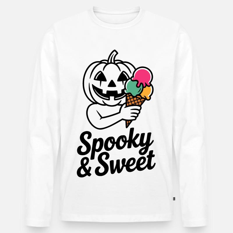 Halloweenkürbis mit Eiscreme - Männer Premium Bio Langarmshirt - Weiß