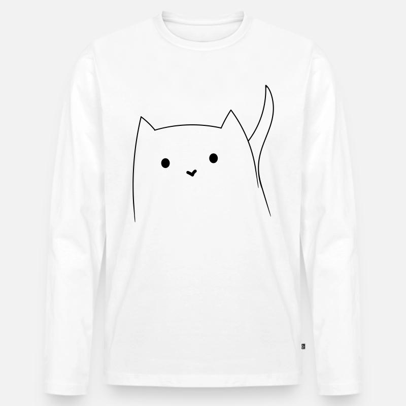Katzen Design - Männer Premium Bio Langarmshirt - Weiß