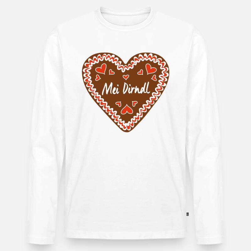 Mei Dirndl Lebkuchenherz - Männer Premium Bio Langarmshirt - Weiß