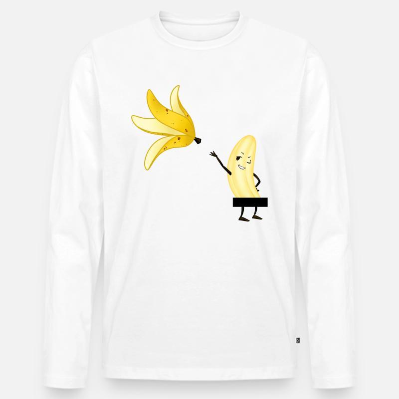 Banane nackt lustig Striptease - Männer Premium Bio Langarmshirt - Weiß