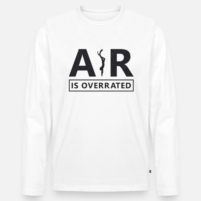 Freitaucher Apnoe Freitauchen Tauchen Geschenkidee - Männer Premium Bio Langarmshirt - Weiß