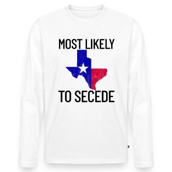 H�chstwahrscheinlich, um Texas zu verteilen, widme - Männer Premium Bio Langarmshirt - Weiß - Vorne - Nico (187cm)