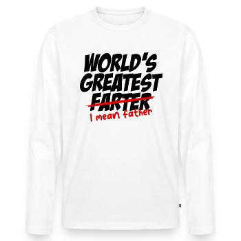 Der gr��te Farter der Welt, ich meine Vater lustig - Männer Premium Bio Langarmshirt - Weiß - Vorne - Nico (187cm)
