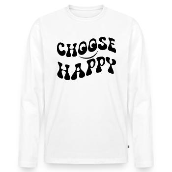 W�hlen Sie Happy Smile Face Motivate Inspire Happy - Männer Premium Bio Langarmshirt - Weiß - Vorne - Nico (187cm)