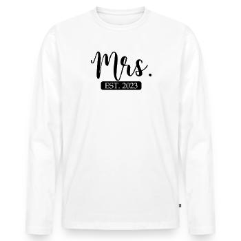 Frau Est. 2023 passendes Paar frisch verheiratet v - Männer Premium Bio Langarmshirt - Weiß - Vorne - Nico (187cm)