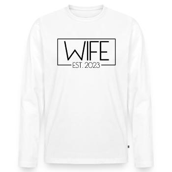 Frau Est. 2023 passendes Paar frisch verheiratet v - Männer Premium Bio Langarmshirt - Weiß - Vorne - Nico (187cm)