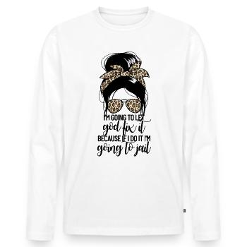 Ich werde Gott das unordentliche Br�tchen von Frau - Männer Premium Bio Langarmshirt - Weiß - Vorne - Nico (187cm)