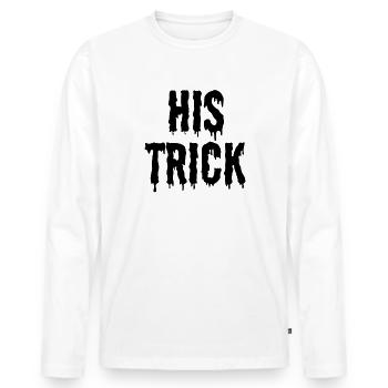 Sein Trick ihr Behandlungs -Matching -Paar Hallowe - Männer Premium Bio Langarmshirt - Weiß - Vorne - Nico (187cm)