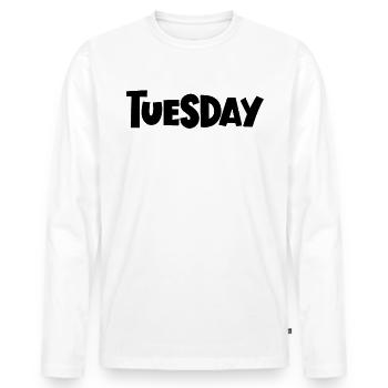 Dienstag der Woche minimalistische lustige Diensta - Männer Premium Bio Langarmshirt - Weiß - Vorne - Nico (187cm)