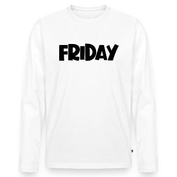 Freitag der Woche minimalistischer lustiger Freita - Männer Premium Bio Langarmshirt - Weiß - Vorne - Nico (187cm)