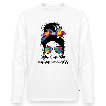 Z�nden Sie es Blue Autism Awareness auf, hell es b - Männer Premium Bio Langarmshirt - Weiß - Vorne - Nico (187cm)
