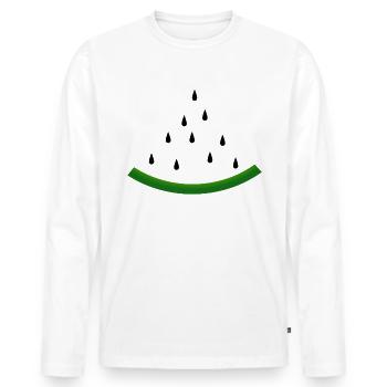 Wassermelonenkost�m Lustige Halloween -Wassermelon - Männer Premium Bio Langarmshirt - Weiß - Vorne - Nico (187cm)