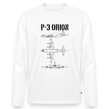 P3 Orion Military Flugzeug Schema Orion Pilot - Männer Premium Bio Langarmshirt - Weiß - Vorne - Nico (187cm)