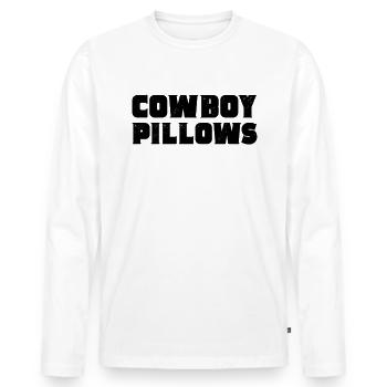 Cowboy -Kissen Western Cow Cowboy -Kissen - Männer Premium Bio Langarmshirt - Weiß - Vorne - Nico (187cm)