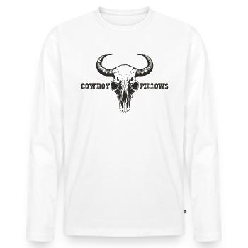 Cowboy Kissen Western girl Frauen Cowboy - Männer Premium Bio Langarmshirt - Weiß - Vorne - Nico (187cm)