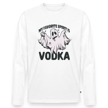 Mein Lieblingsgeist ist Wodka Halloween Wodka Ghos - Männer Premium Bio Langarmshirt - Weiß - Vorne - Nico (187cm)