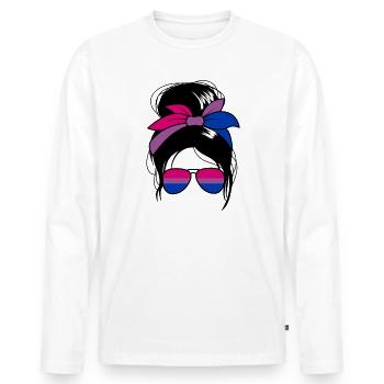 Bisexuelles chaotisches Br�tchen Bi sexuelle Fraue - Männer Premium Bio Langarmshirt - Weiß - Vorne - Nico (187cm)