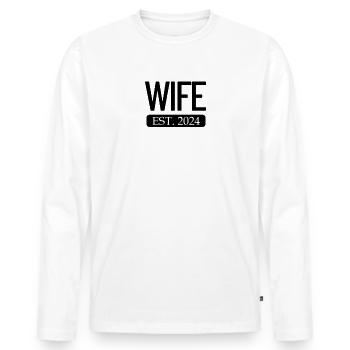 Frau Est. 2024 Matching Ehepaar verheiratet mit 20 - Männer Premium Bio Langarmshirt - Weiß - Vorne - Nico (187cm)