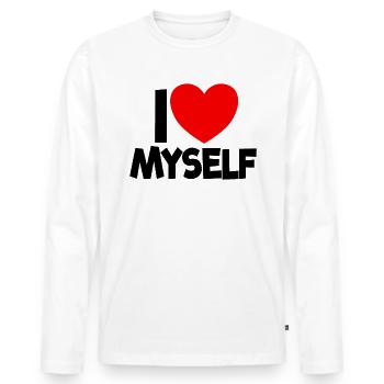 Ich liebe mich selbst rotes Herz Selbstliebe Bestä - Männer Premium Bio Langarmshirt - Weiß - Vorne - Nico (187cm)