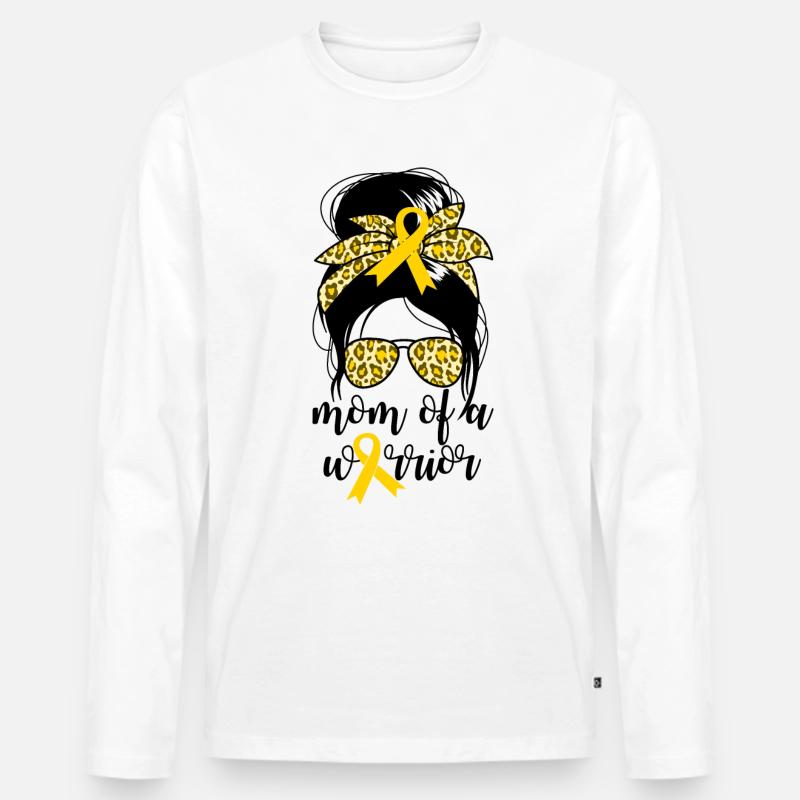 Mutter eines KriegerkrebskrebsbewusstseinsMutter e - Männer Premium Bio Langarmshirt - Weiß