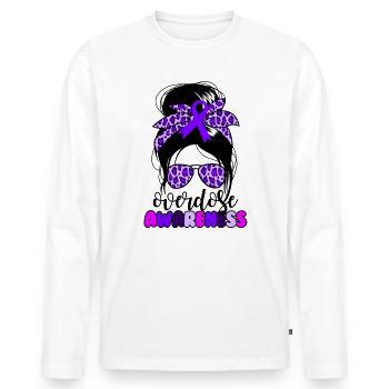 Overdose Awareness Messy Bun Over - Men's Premium Organic Long Sleeve Shirt - white - Front - Nico (187cm)