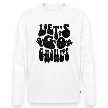 Lass uns Ghuls lustige Retro Halloween Girls gehen - Männer Premium Bio Langarmshirt - Weiß - Vorne - Nico (187cm)